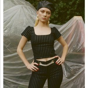 Miaou Kelly Top - Velvet denim stripe